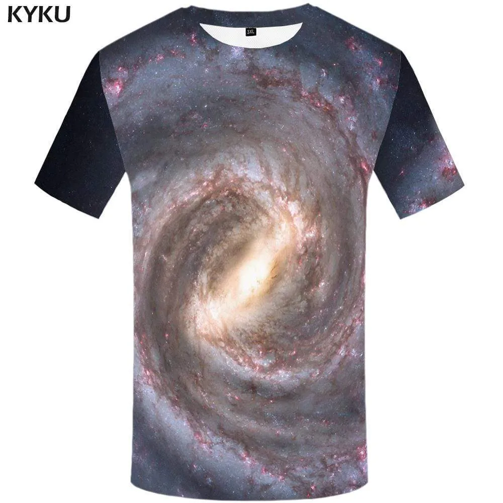 Galaxy Space T shirt Men Flame T shirts Funny Harajuku Tshirts Print Gothic Tshirt Anime Fire T-shirt 3d Mens Fashion Graphic