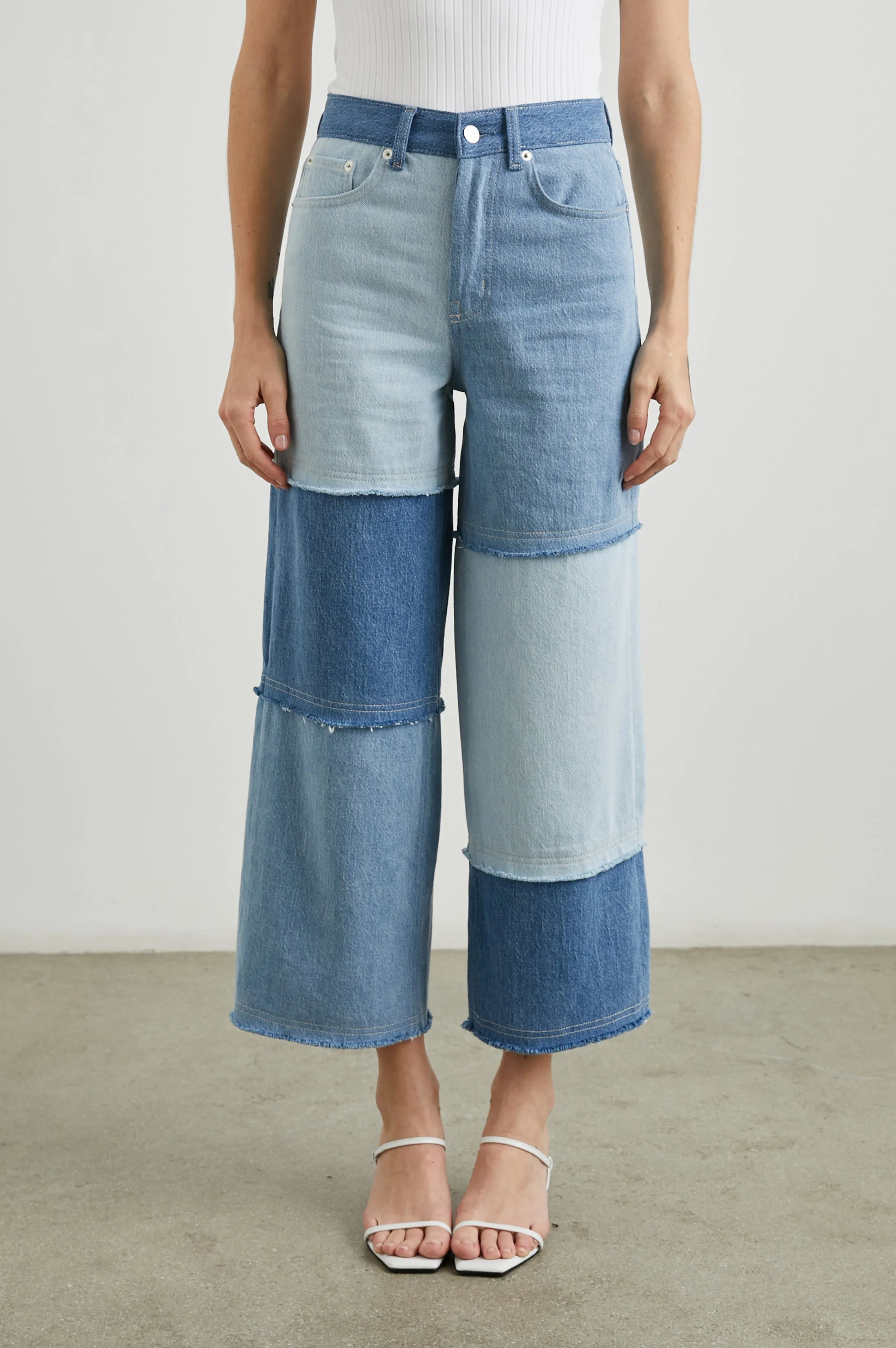 GETTY CROP WIDE LEG - LIGHT INDIGO PATCHWORK