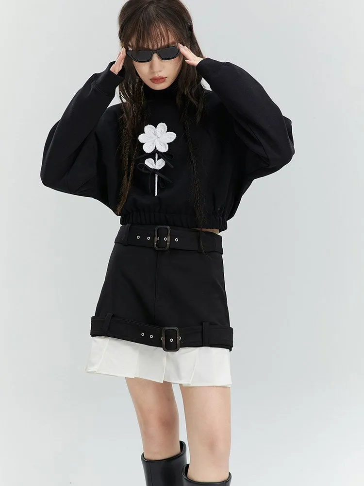 High-waist Casual Belt Short Skirt