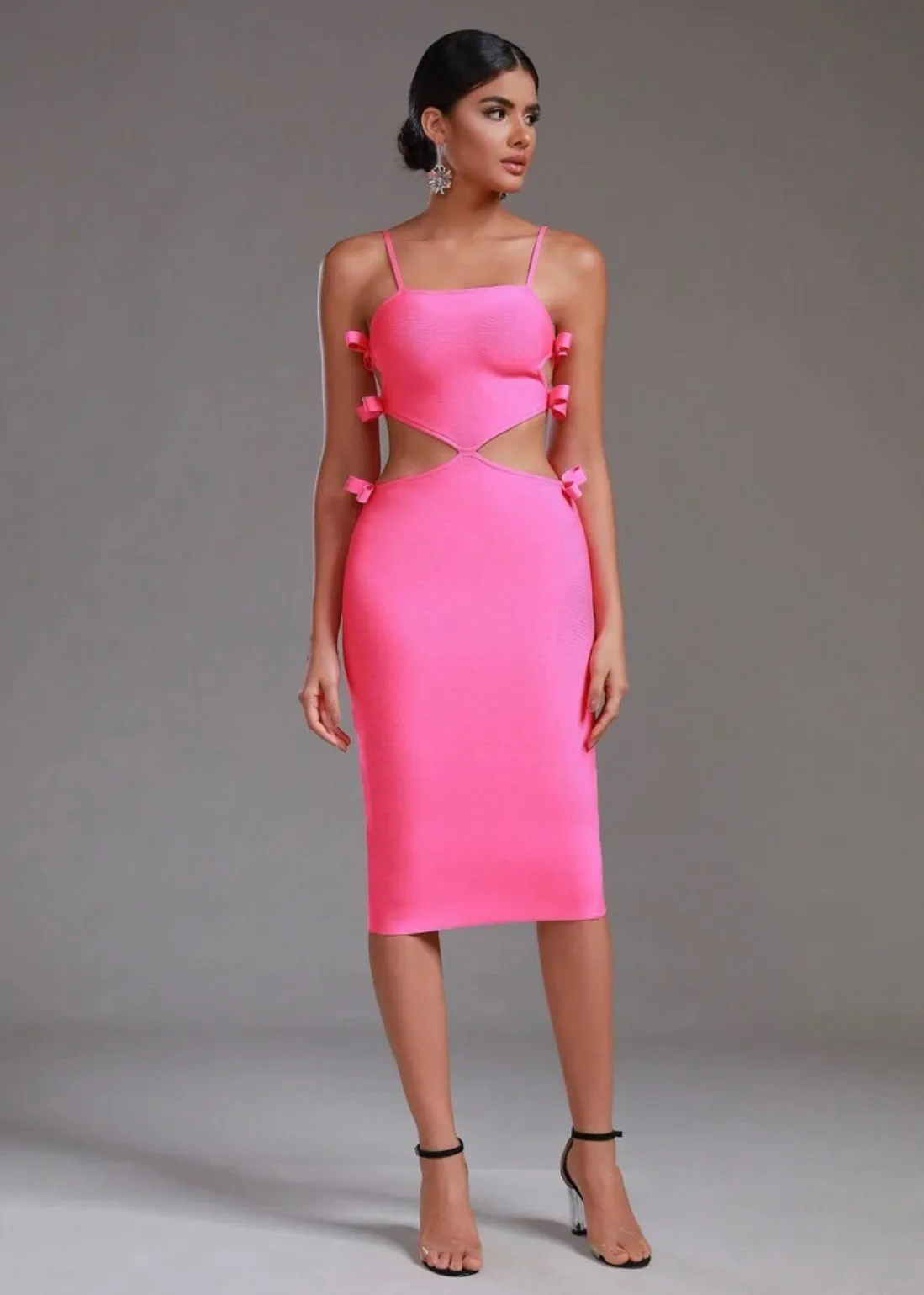 Hollow Out Bowknot Bodycon Midi Dress