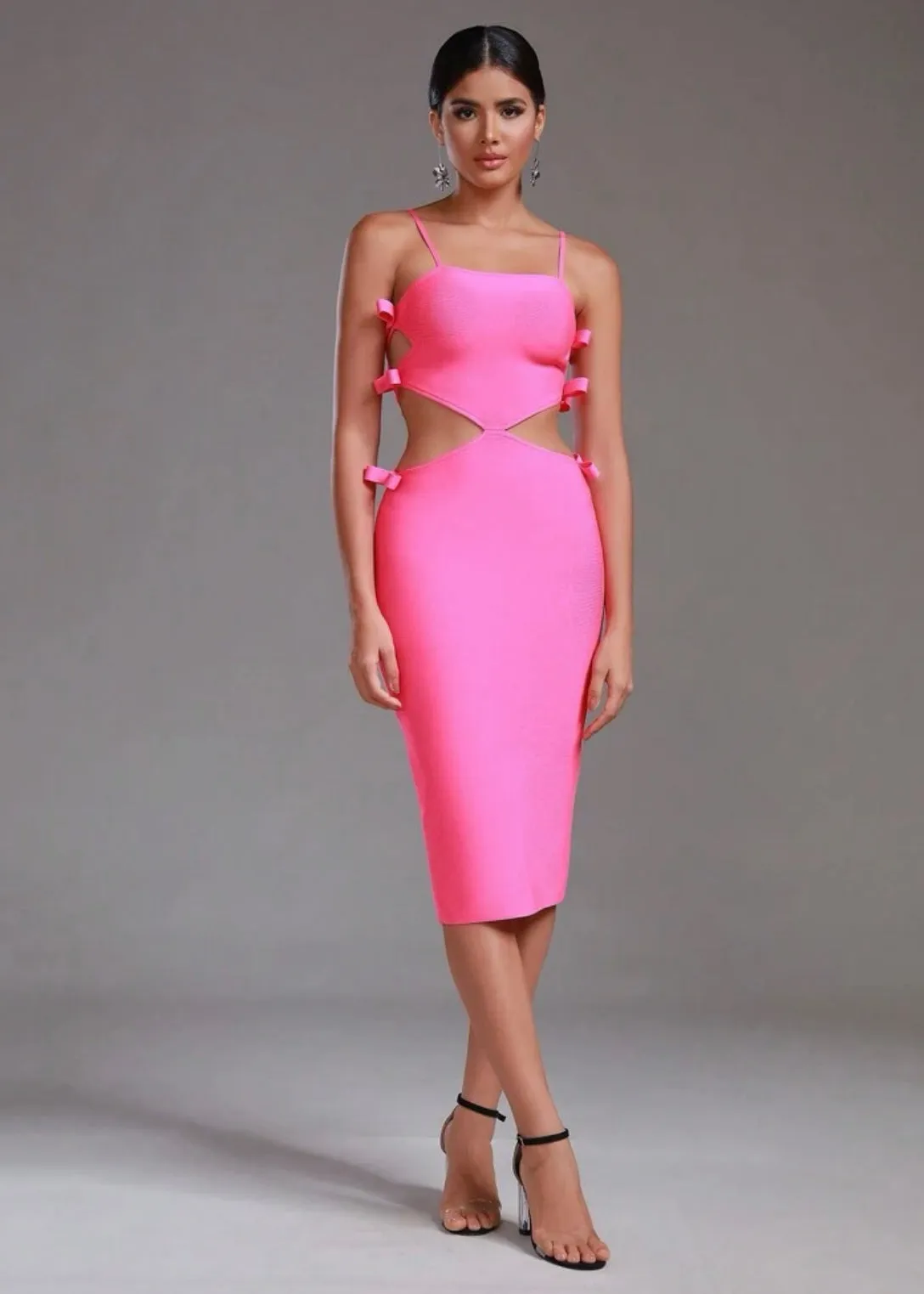 Hollow Out Bowknot Bodycon Midi Dress