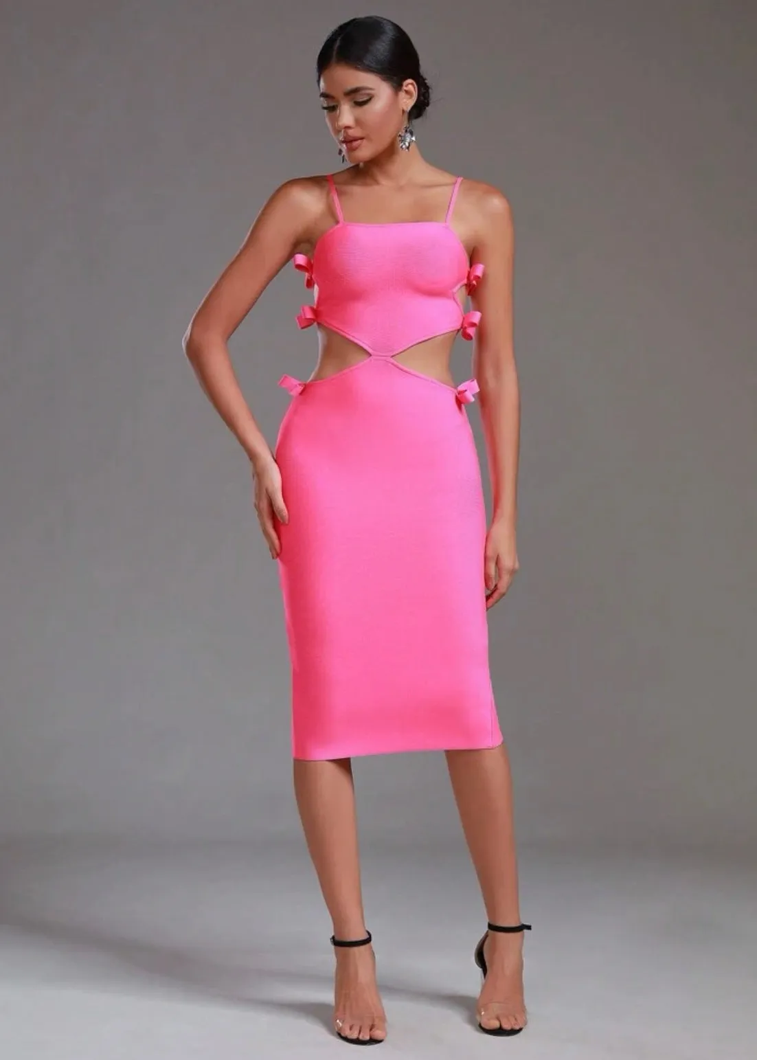 Hollow Out Bowknot Bodycon Midi Dress