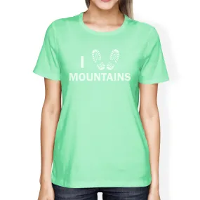 I Heart Mountains Mint Unique Design Cute Gifts For Summer Trip Tee