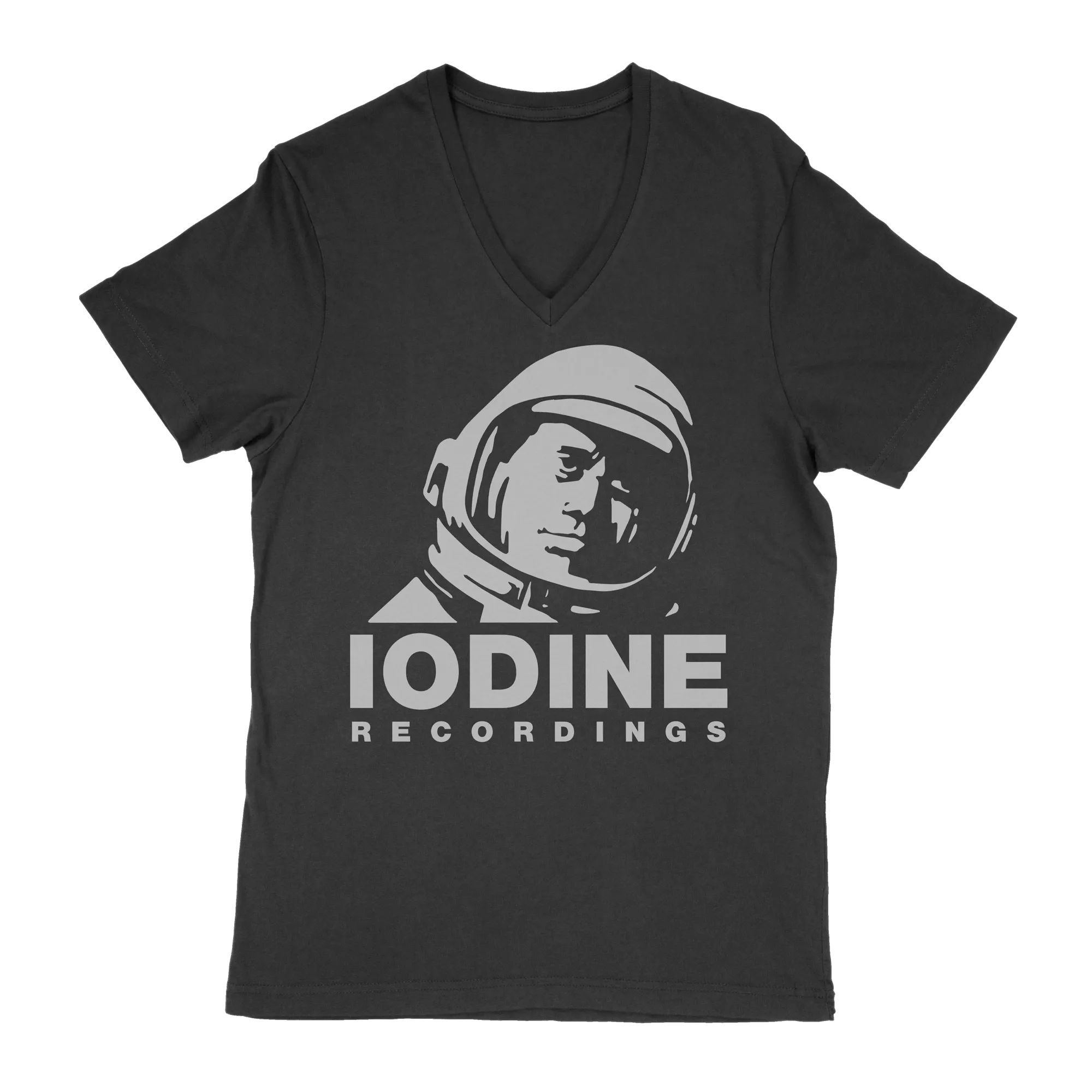 Iodine Recordings "Spaceman Logo" Black Women's V-Neck T-Shirt