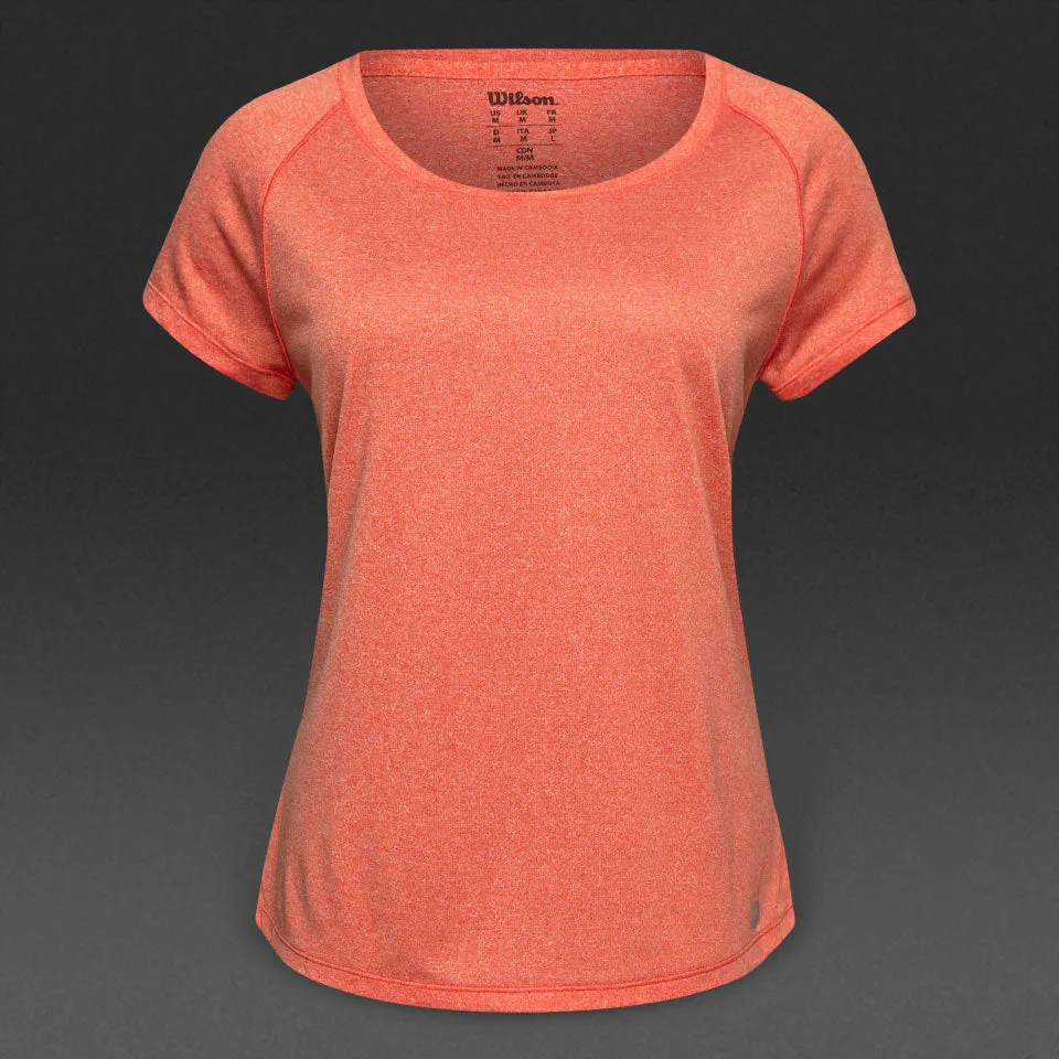 Ladies Tennis t shirt by Wilson Core Cap Sleeve nasturtium upf  30 sun protection