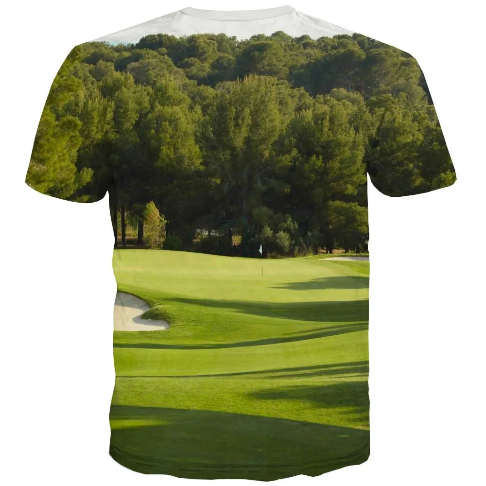 Lawn T-shirt Men Golf Tshirts Cool Forest Tshirts Novelty Natural Tshirt Printed Game Shirt Print