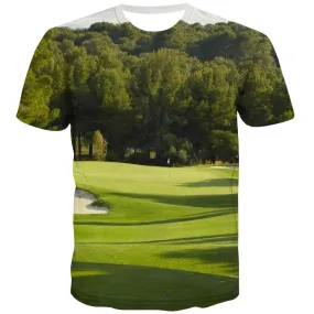 Lawn T-shirt Men Golf Tshirts Cool Forest Tshirts Novelty Natural Tshirt Printed Game Shirt Print