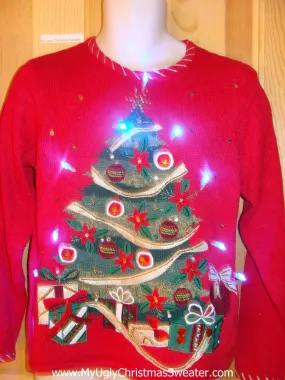 Light Up Christmas Sweater with Bead Bling Tree