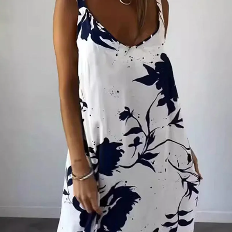 🌟Limited Time Offer 49% OFF💞Women's Floral Spaghetti Strap Sleeveless Backless Flowing Dress