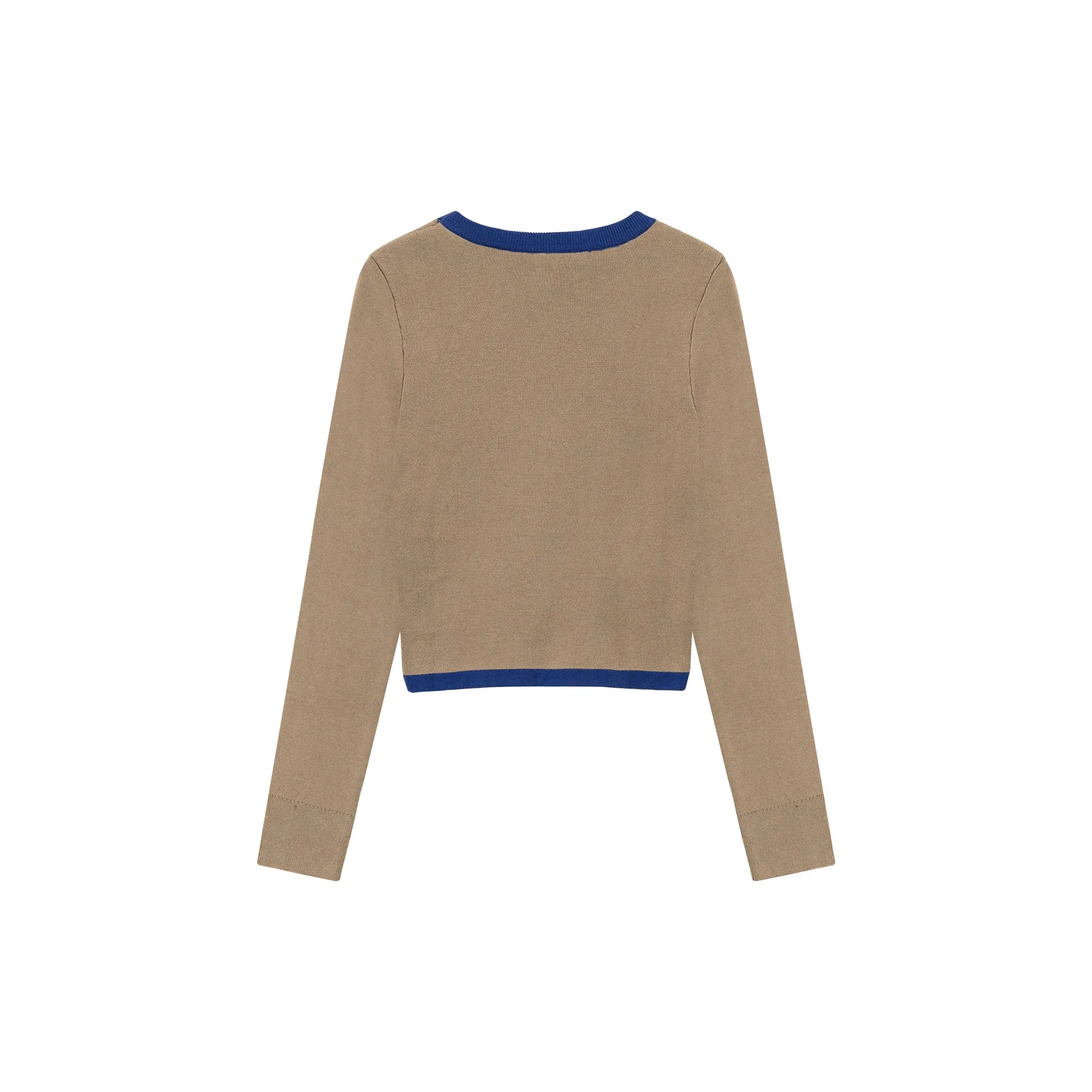 Line Color Combination Crop Knit Top