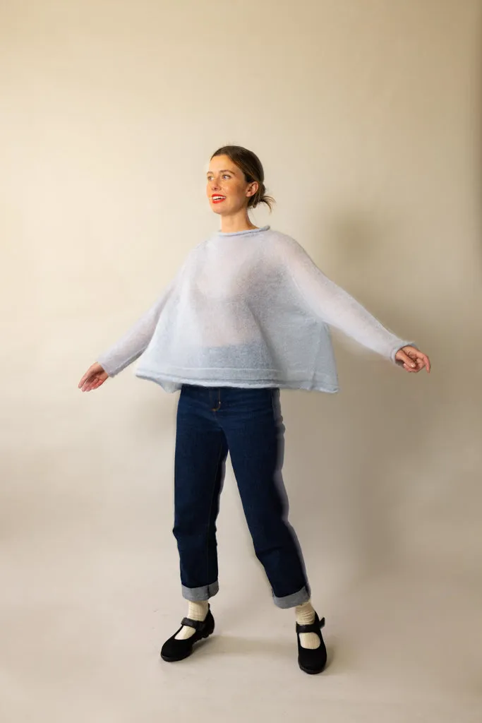 Luna Gallery Mohair Raglan Sheer Crop Sweater