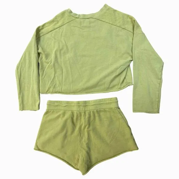 MATE ORGANIC CROP MUSTARD SWEATSHIRT SHORTS SIZE M