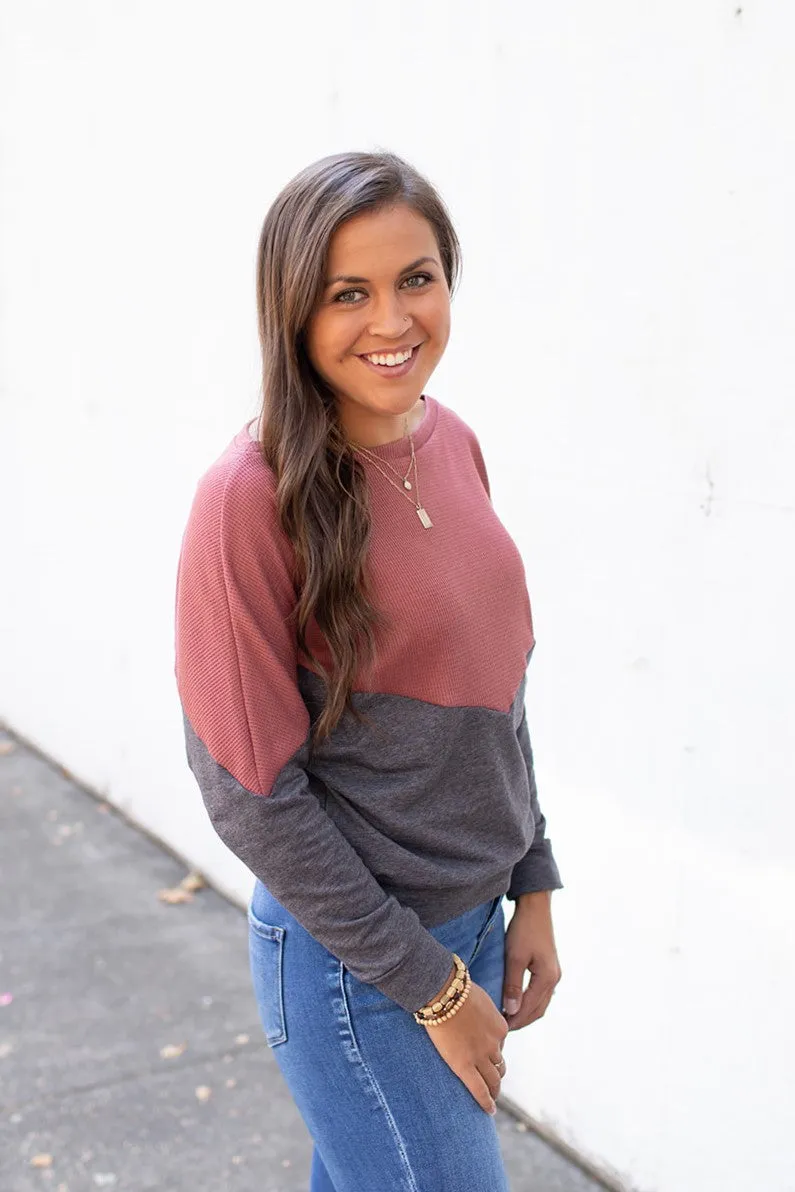 Mauve Charcoal Dolman Pullover (SM-XL)