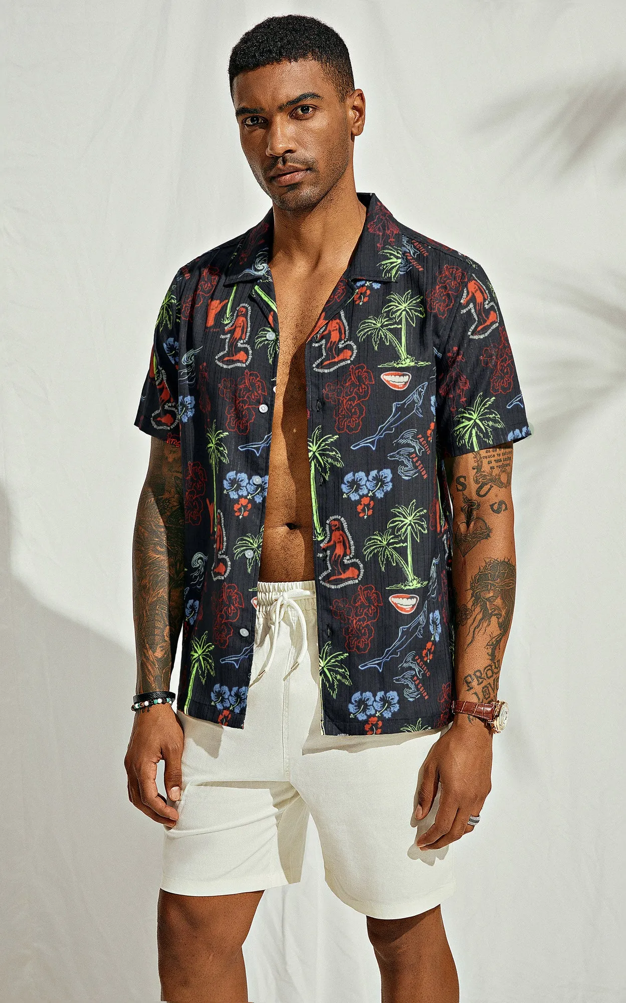 Mens Hawaiian Shirts Short Sleeve Casual Button Down Tropical Beach Shirt