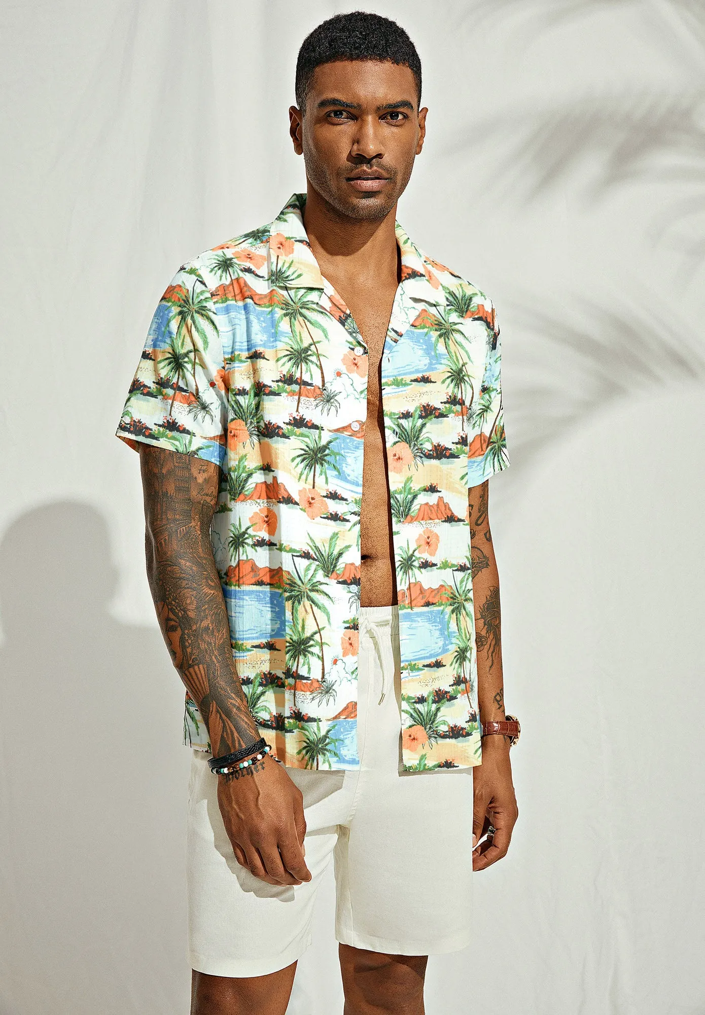 Mens Hawaiian Shirts Short Sleeve Casual Button Down Tropical Beach Shirt