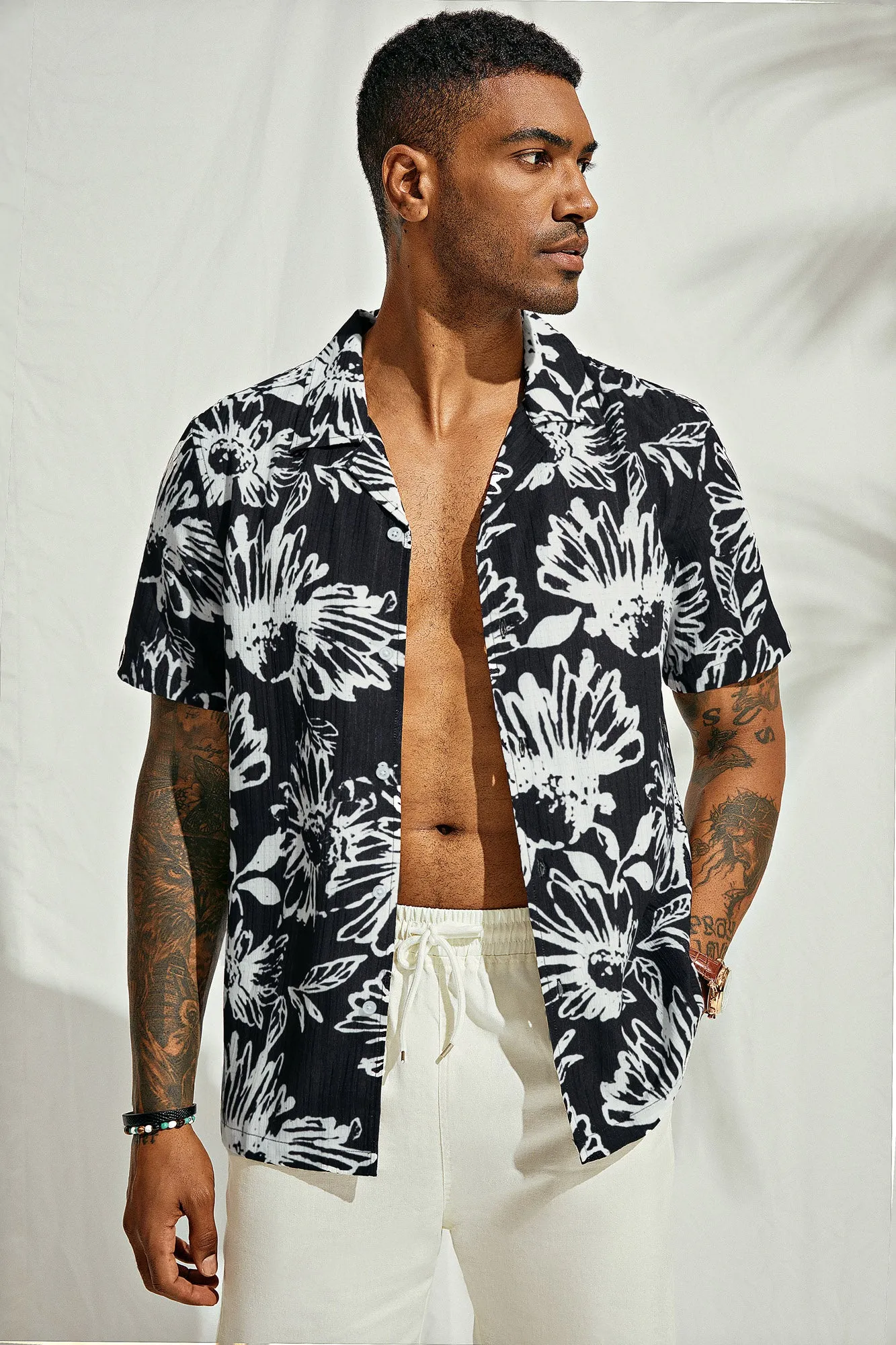 Mens Hawaiian Shirts Short Sleeve Casual Button Down Tropical Beach Shirt