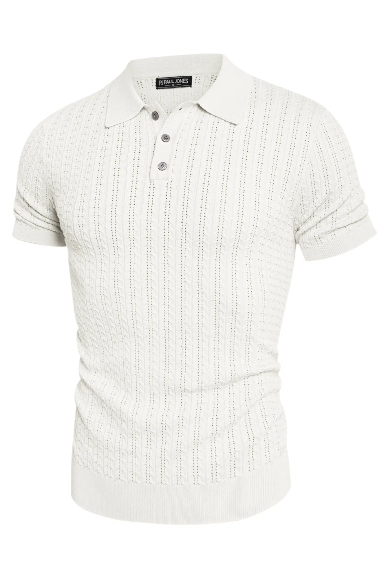 Mens Knit Polo Shirt Short Sleeve Hollow Out Knit Shirt Texture Knitted Polo