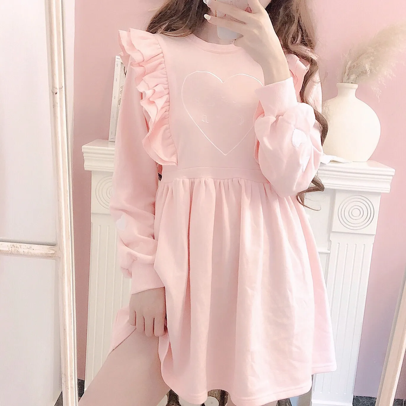 [Mid Season SALE] When Cotton Candy Met Peach Mousse Long Sleeve babydoll dress