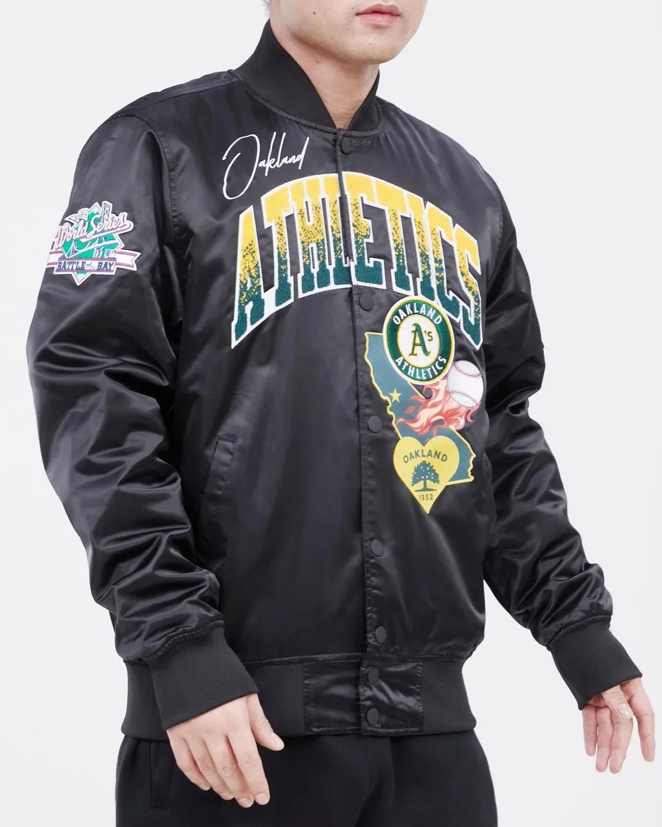 MLB OAKLAND ATHLETICS HOMETOWN MEN'S TRACK JACKET (BLACK)