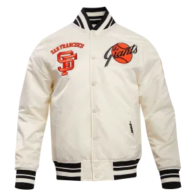 MLB SAN FRANCISCO GIANTS RETRO CLASSIC MEN'S RIB SATIN JACKET (EGGSHELL/BLACK)