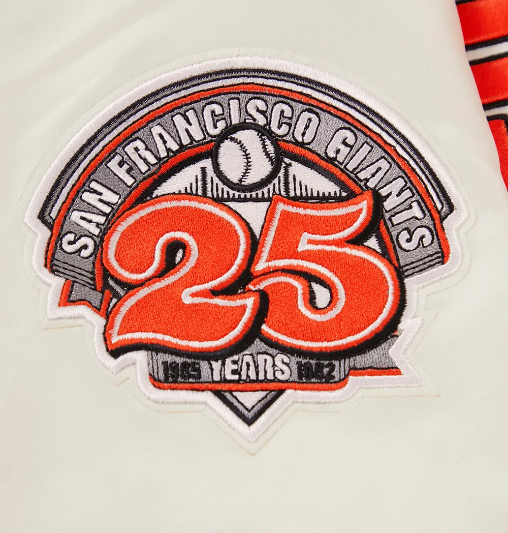 MLB SAN FRANCISCO GIANTS RETRO CLASSIC MEN'S RIB SATIN JACKET (EGGSHELL/BLACK)