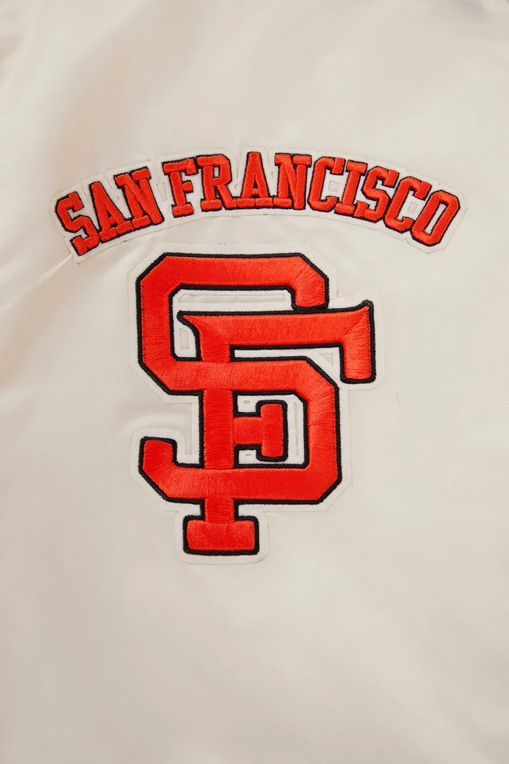 MLB SAN FRANCISCO GIANTS RETRO CLASSIC MEN'S RIB SATIN JACKET (EGGSHELL/BLACK)