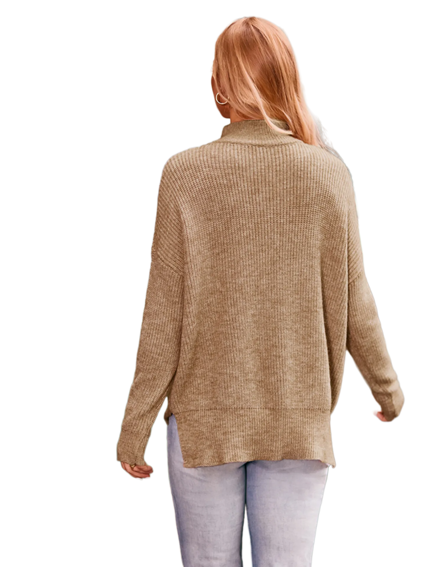 Mock Neck Dropped Shoulder Sweater