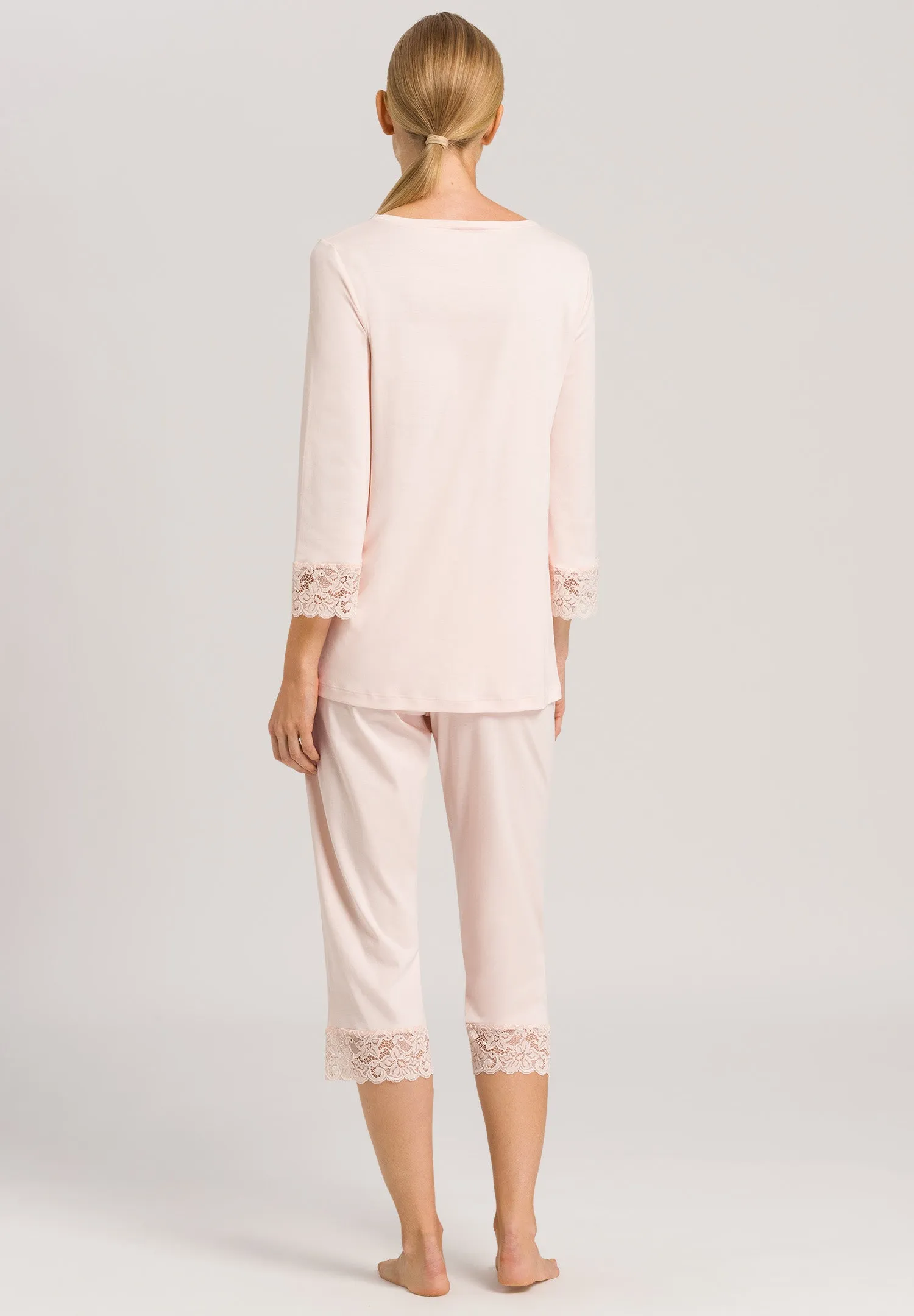 Moments Lace Trim Cotton Pajama Set | Crystal Pink 77928-1334