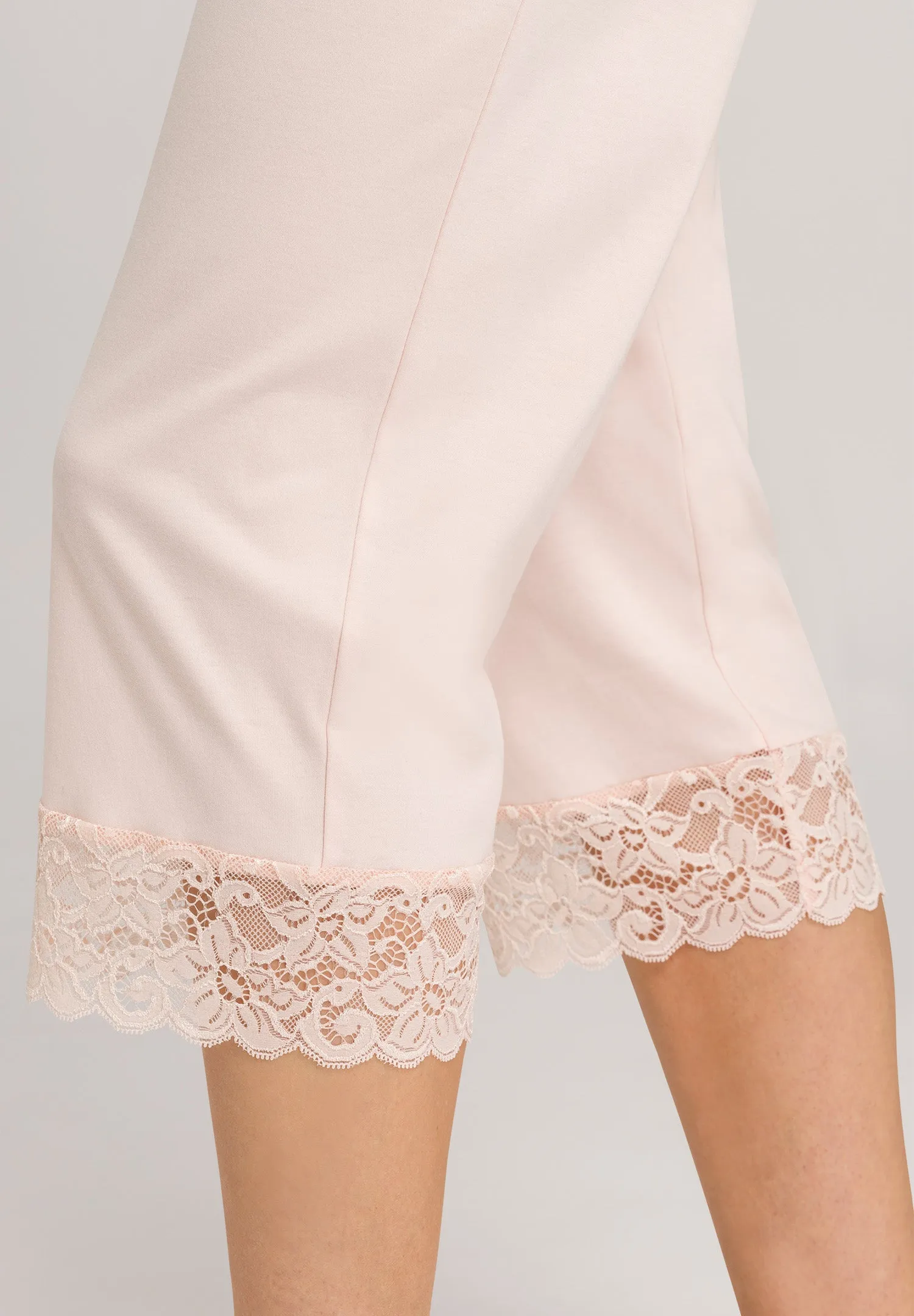 Moments Lace Trim Cotton Pajama Set | Crystal Pink 77928-1334