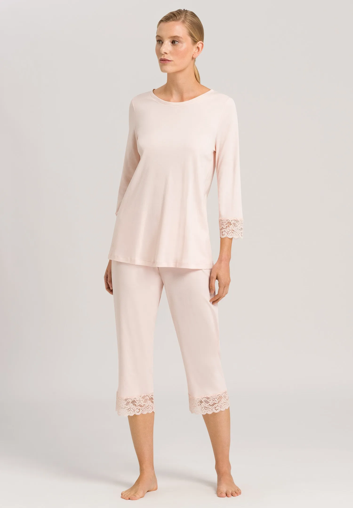 Moments Lace Trim Cotton Pajama Set | Crystal Pink 77928-1334