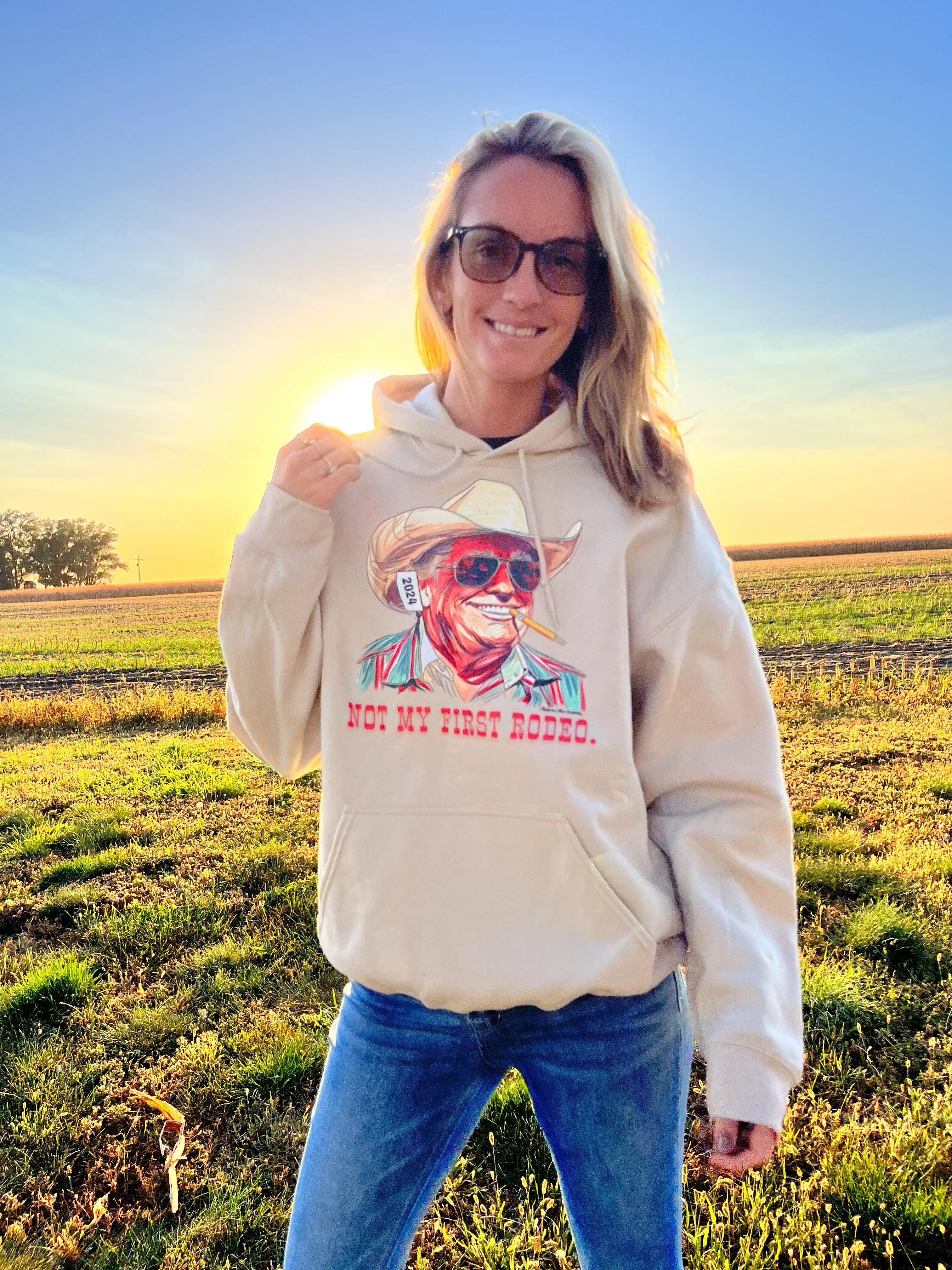 Not My First Rodeo Sand Hoodie - Trump '24