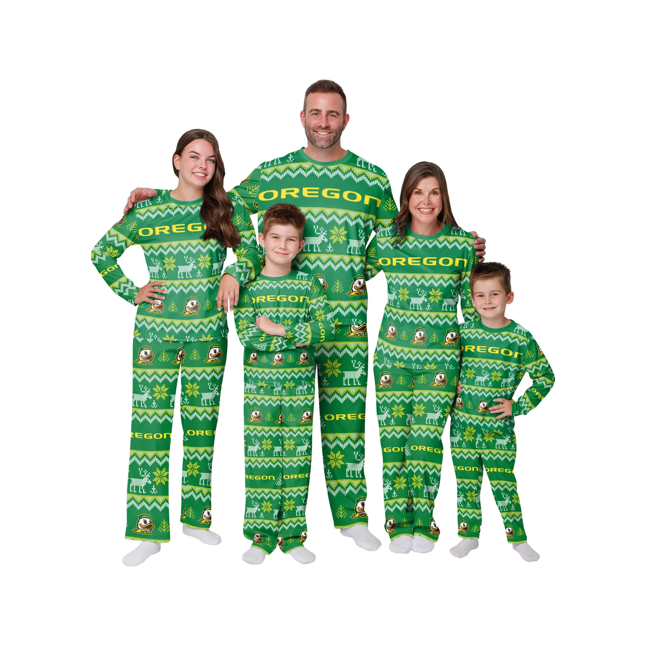 Oregon Ducks NCAA Ugly Pattern Family Holiday Pajamas