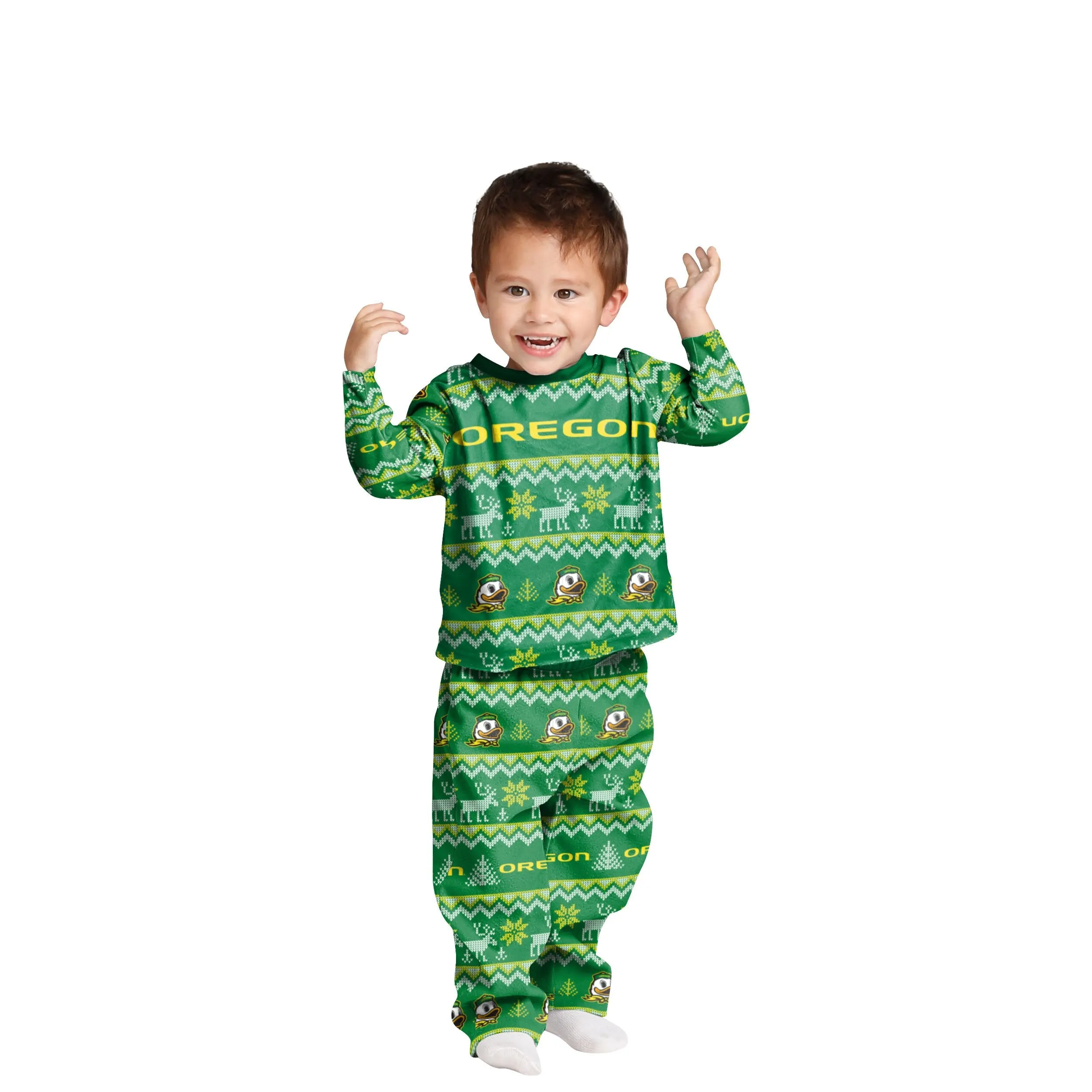 Oregon Ducks NCAA Ugly Pattern Family Holiday Pajamas