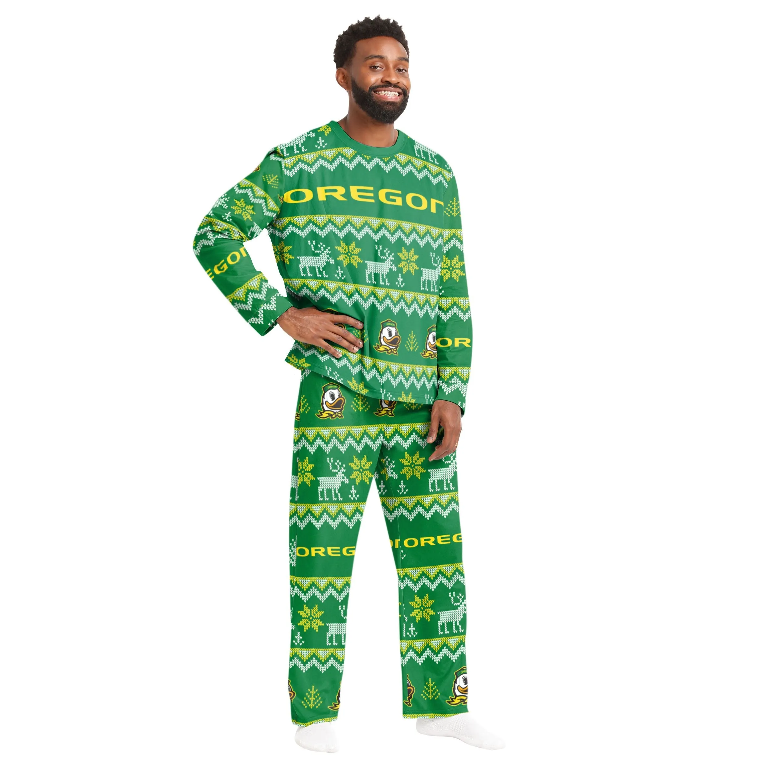 Oregon Ducks NCAA Ugly Pattern Family Holiday Pajamas