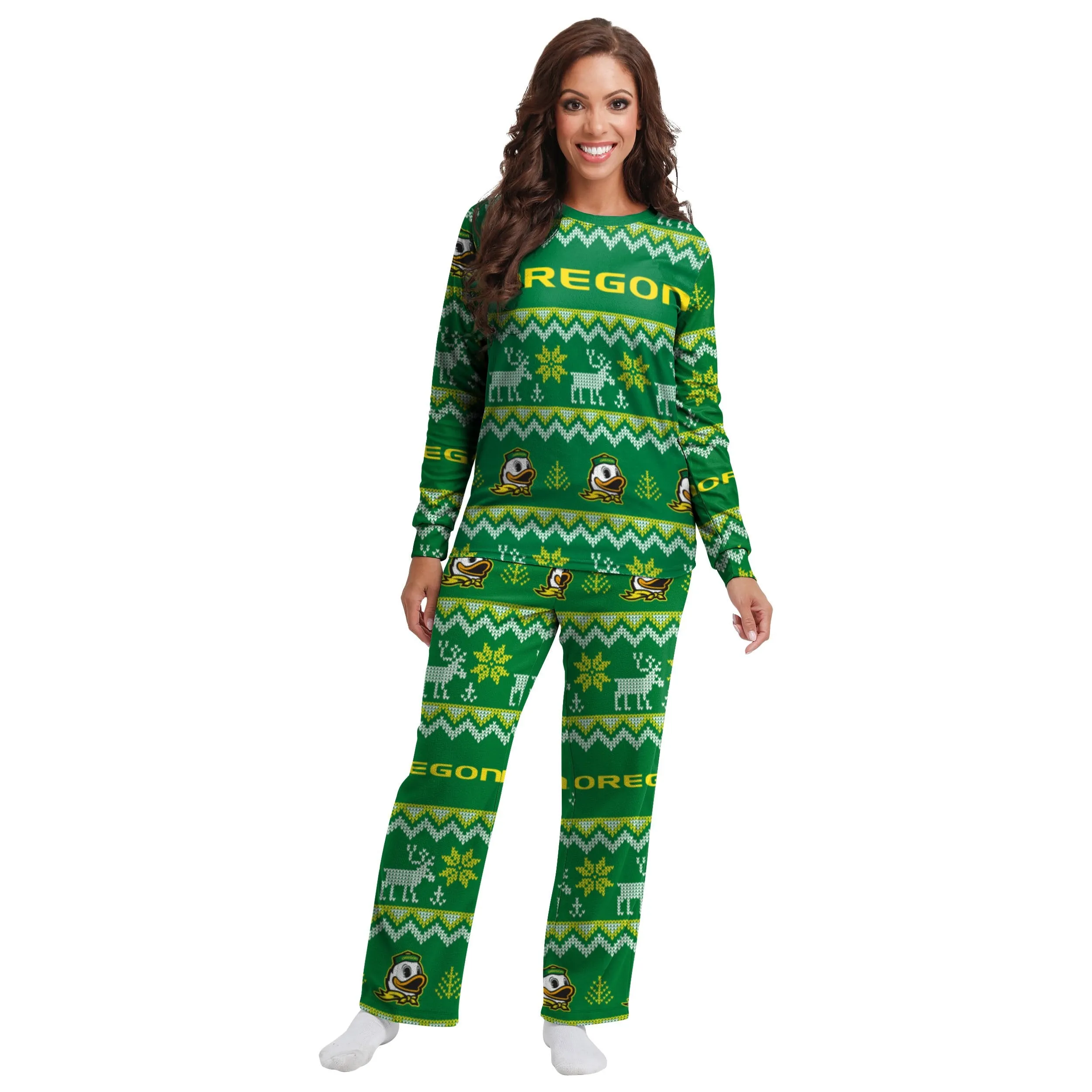 Oregon Ducks NCAA Ugly Pattern Family Holiday Pajamas