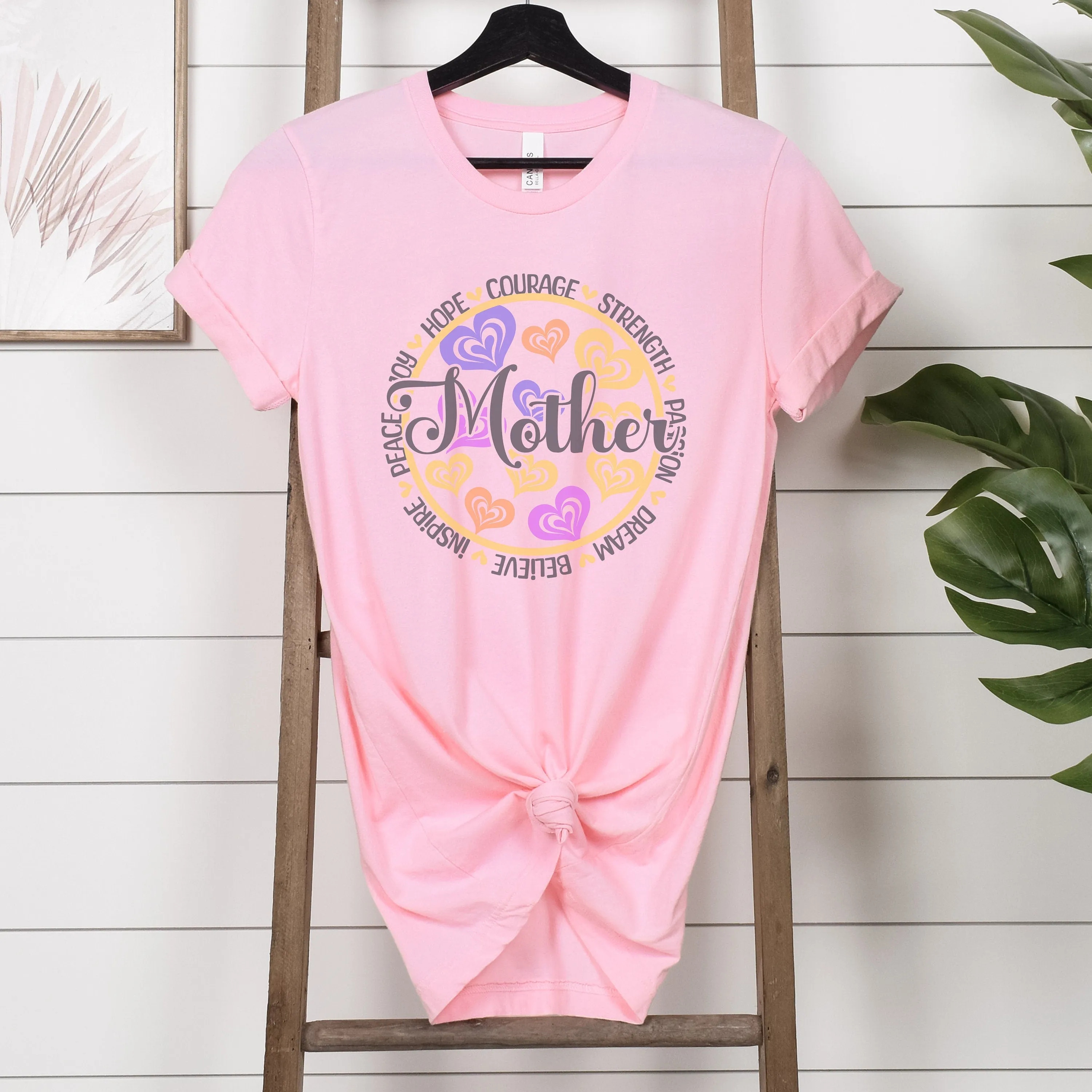 Personalized Mother's Day T-Shirt, Colorful Heart Design, Inspirational Words, Women's Gift, Custom Mom