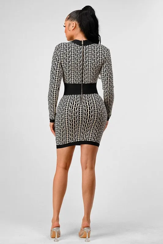 Power Play: Black & White Bodycon Dress