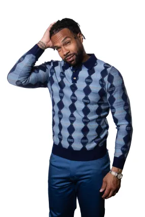 Prestige SW-227 3 Button Polo Sweater Navy