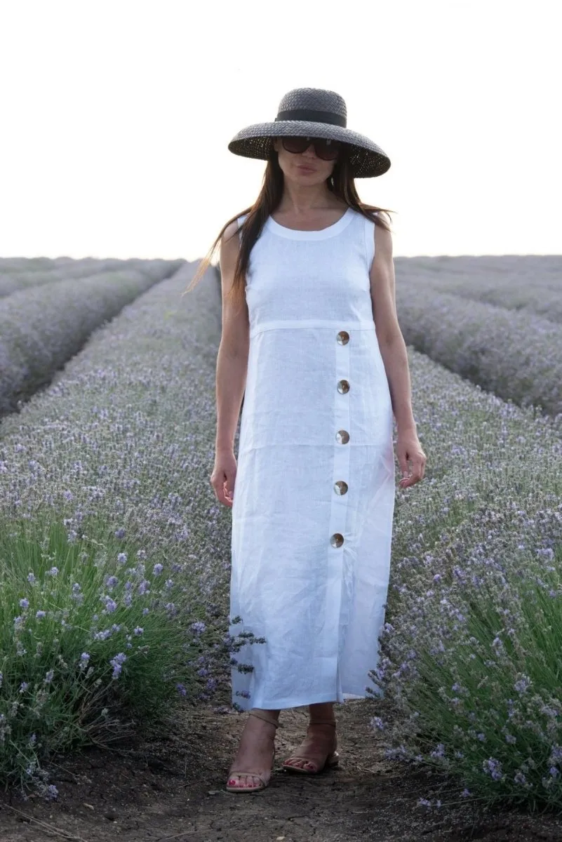 PRIMA Long Sleeveless Linen Dress