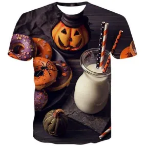 Pumpkin T-shirt Men Halloween Tshirts Casual Food Tshirts Cool Cartoon Tshirts Novelty Harajuku T-shirts 3d Short Sleeve summer