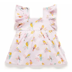 Purebaby Ruffle Dress Bodysuit - Parrot Print