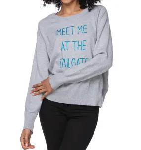 "meet Me At The Tailgate" Embroidered Sweater In Grey