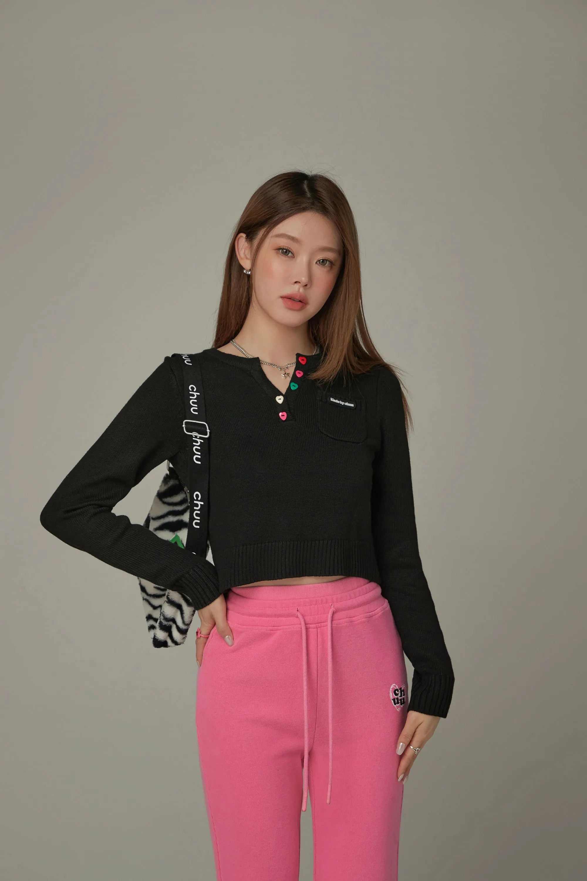 Rainbow Button Knit Top