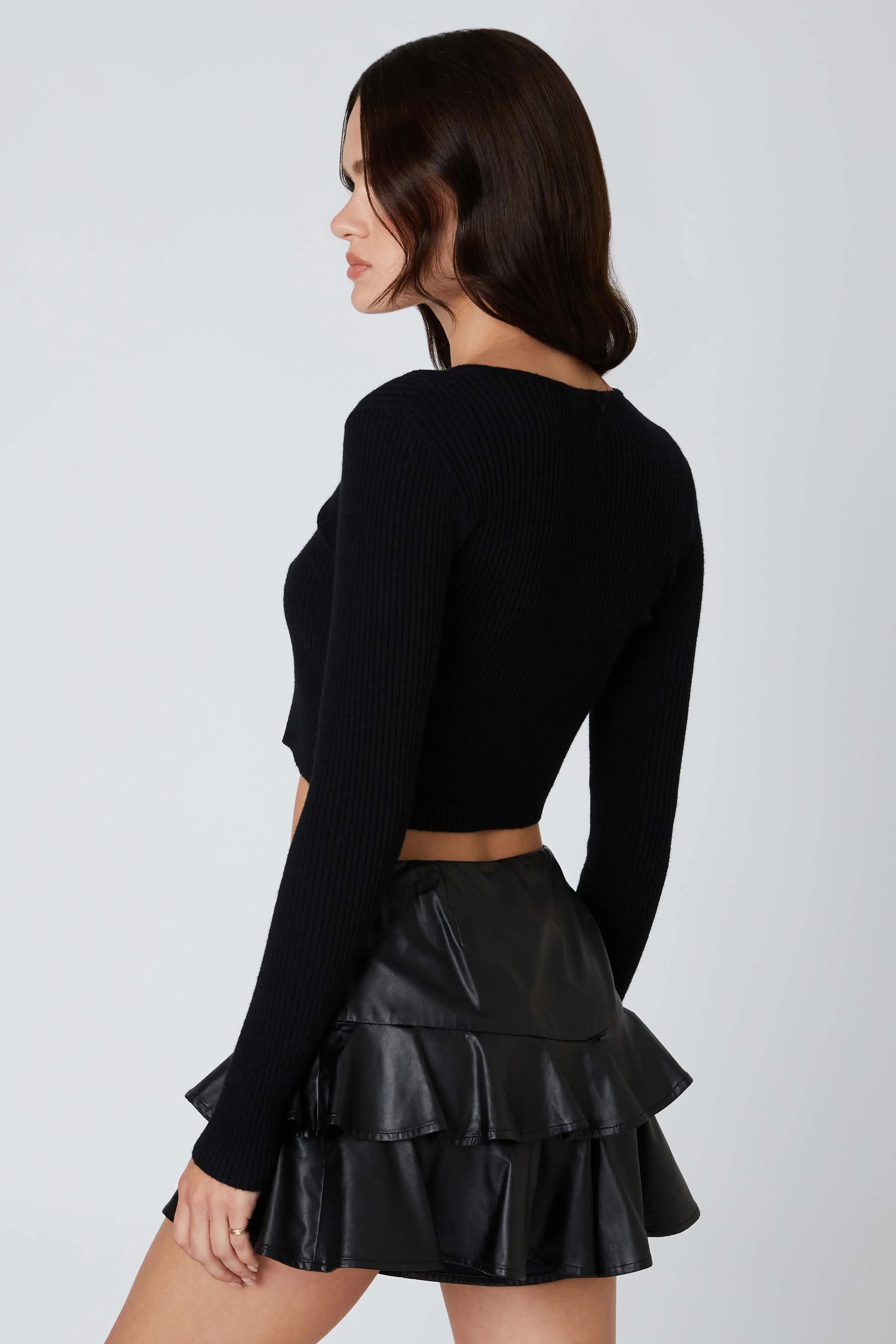 Ruffled Leather Skirt