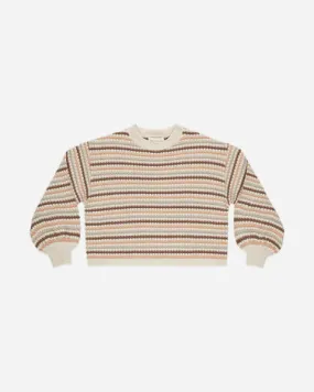 Rylee and Crew Honeycomb Stripe Boxy Crop Sweater