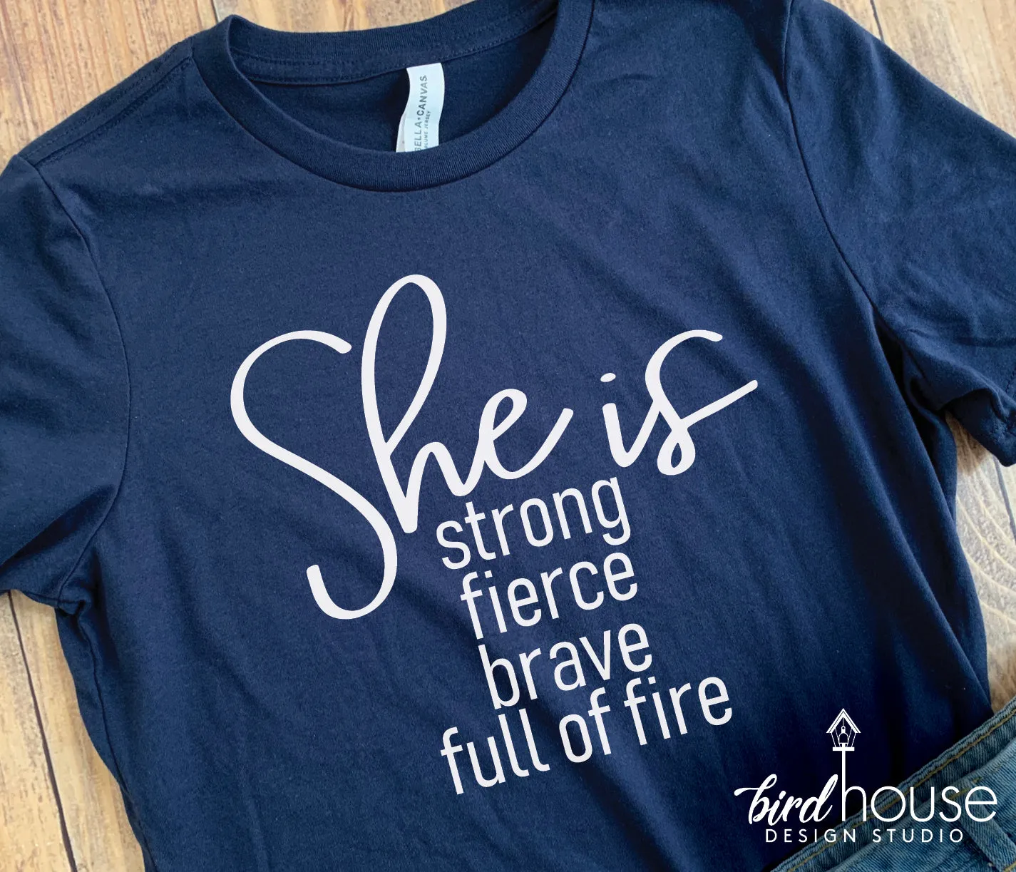 She is strong, fierce, brave, full of fire Shirt, Cute Graphic Tee for women