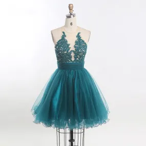 Short Homecoming Dress, Tulle Homecoming Dress, Sleeveless Homecoming Dress, Lace Junior School Dress, Beading Homecoming Dress, LB0338