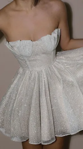 Silver Glitter shell Mini Dress