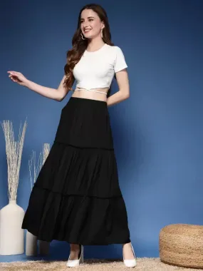 Simple Chic Black Flared Skirt