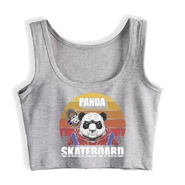 Skateboard Panda Crop Top <br>Panda Crop Top